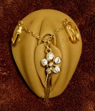Vagina Labia clip on Gold tone Tassel chains and flower